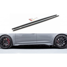 Maxton Design difuzory pod boční prahy ver.2 pro Audi RS7 C8, černý lesklý plast ABS