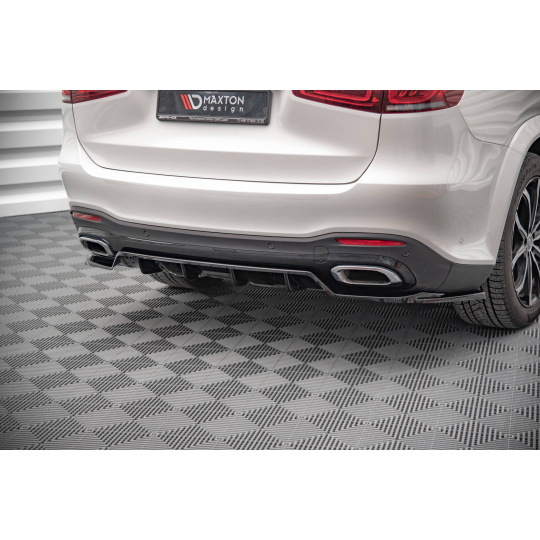 Maxton Design středový spoiler pod zadní nárazník s žebrováním pro Mercedes GLS X167 /AMG- Line, černý lesklý plast ABS