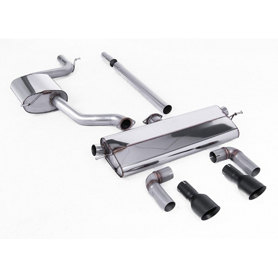 Milltek Sport výfukový systém cat-back s rezonátorem (vyžaduje difuzor z GTI) pro Volkswagen Golf Mk7.5 1.5TSI Evo GT, R-Line (s i bez GPF/OPF) 2017-2021, typ koncovek: GT-100 černé