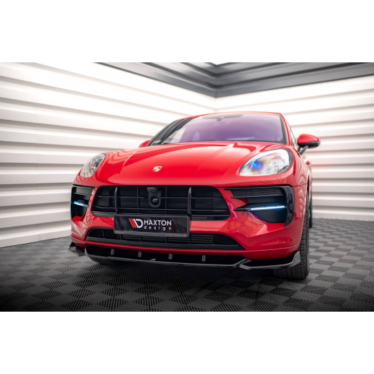 Maxton Design spoiler pod přední nárazník pro Porsche Macan Mk1 Facelift, černý lesklý plast ABS