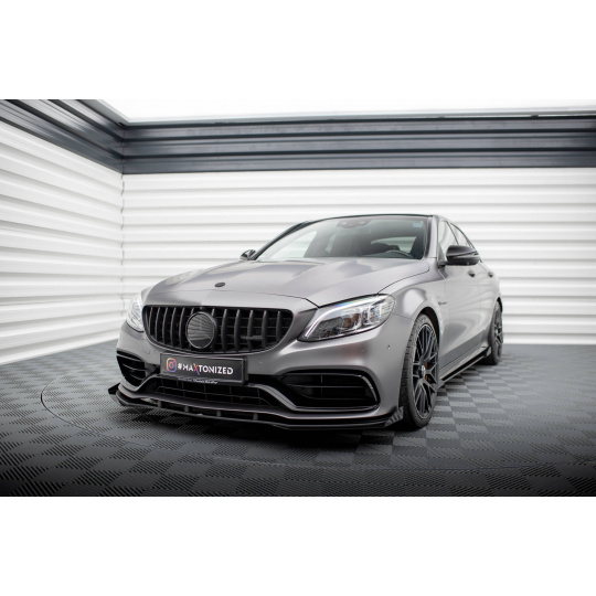 Maxton Design "Street Pro" spoiler pod přední nárazník s křidélky pro Mercedes třída C W205 Facelift/63 AMG/Sedan/Estate, plast ABS bez povrchové úpravy