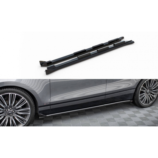 Maxton Design difuzory pod boční prahy pro Land rover Range Rover Velar Mk1 /R-Dynamic, černý lesklý plast ABS