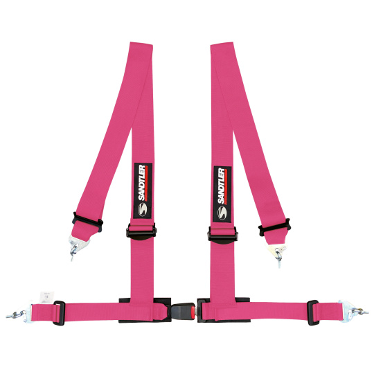 Sandtler čtyřbodový sportovní pás SPONSOR s 3" ramenními popruhy a homologací ECE, barva: růžová