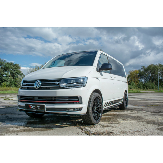 Maxton Design difuzory pod boční prahy pro Volkswagen T6, černý lesklý plast ABS