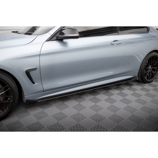 Maxton Design "Street Pro" difuzory pod boční prahy s křidélky pro BMW řada 4 F32, plast ABS bez povrchové úpravy, s červenou linkou, Coupe M-Pack
