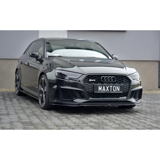 Maxton Design spoiler pod přední nárazník ver.2 pro Audi RS3 8V Facelift, černý lesklý plast ABS, Sportback