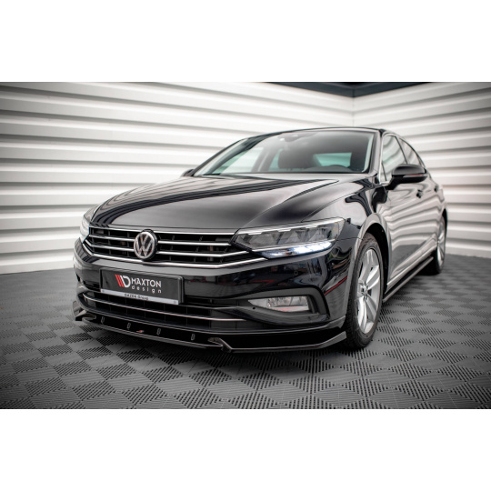 Maxton Design spoiler pod přední nárazník ver.2 pro Volkswagen Passat Mk8 (B8) Facelift, černý lesklý plast ABS