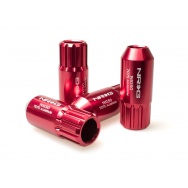 NRG Innovations kolové pojistné matice M14 x 1,5 - kužel, červená barva (sada 4ks)