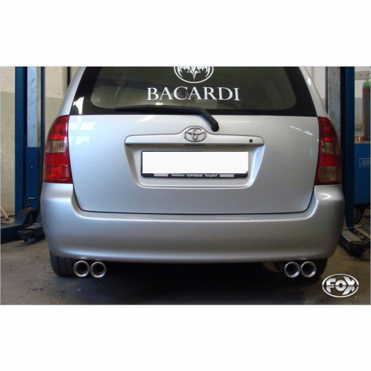 Fox Sportauspuff koncový tlumič výfuku s koncovkou 2x80 Typ 13 na obou stranách pro Toyota Corolla E12 Combi s motorem 1.4, 1.4 D, 1.6, 2.0 D