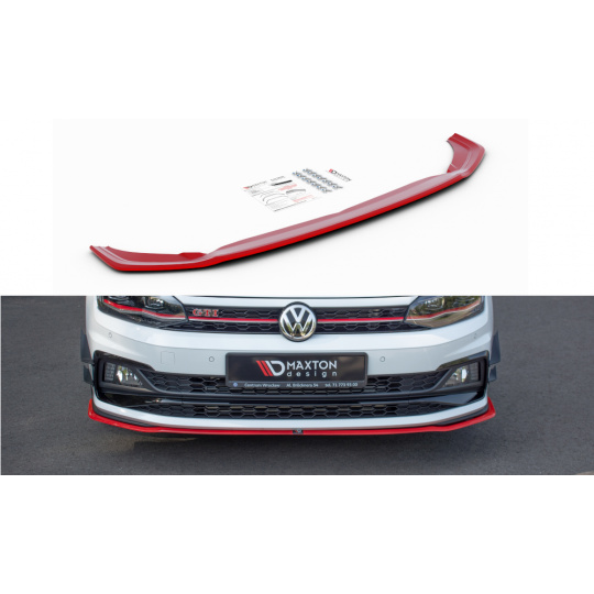 Maxton Design spoiler pod přední nárazník ver.2 pro Volkswagen Polo GTI Mk6, černý lesklý plast ABS