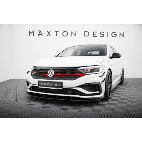 Maxton Design "Street Pro" spoiler pod přední nárazník pro Volkswagen Jetta Mk7 GLI, plast ABS bez povrchové úpravy, s černou a červenou linkou