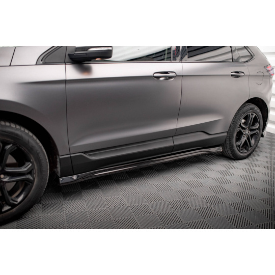 Maxton Design difuzory pod boční prahy pro Ford Edge Mk2 /Standard, černý lesklý plast ABS