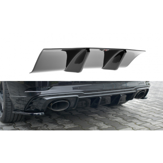 Maxton Design vložka zadního nárazníku pro Audi RS3 8V Facelift, černý lesklý plast ABS, Sportback