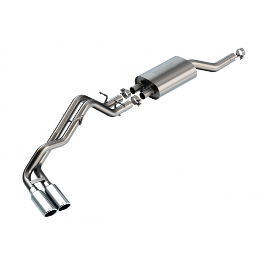 Borla Cat-Back výfukový systém "S-Type" pro Ford Ranger XL / XLT / Lariat 2.3l 4Cyl., automat, 2WD/4WD, CC s SB (5') rozvor 128,7'', r.v. 2024, typ koncovek: chromové