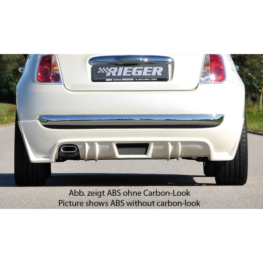 Rieger spoiler pod zadní nárazník pro Fiat 500 312 2-dvéř. r.v. 10/07-, plast ABS s povrchovou úpravou Carbon-Look, pro koncovku vlevo