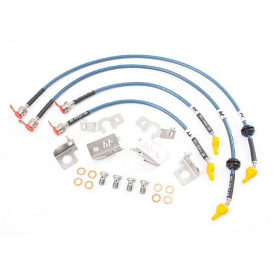 Forge Motorsport sada opletených brzdových hadic pro Hyundai i30N včetně facelift, barva potahu: oranžová