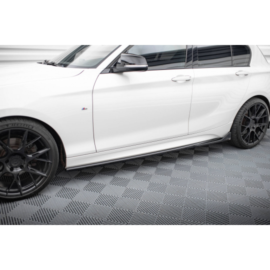 Maxton Design difuzory pod boční prahy v.3 csl look pro BMW řada 1 F20 Facelift, černý lesklý plast ABS, M-Pack/M140i