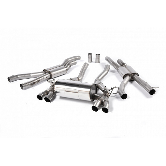 Milltek Sport homologovaný výfuk cat-back GPF/OPF Back - Road pro BMW řada 3 F80 M3, M3 Competition, M3 CS Sedan (s OPF/GPF) 2019-2020, GT-90 titanově modré koncovky