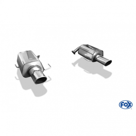 Fox Sportauspuff koncový tlumič výfuku s koncovkou 129x106 Typ 44 na obou stranách pro Subaru Legacy Outback BP 2003-2009 s motorem 2.0, 2.0 D, 2.5, 3.0, Kombi