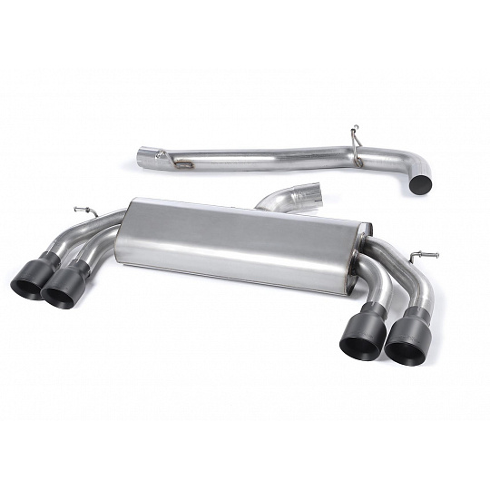 Milltek Sport výfukový systém cat-back bez rezonátoru (hlasitější) pro Volkswagen Golf Mk7.5 R 2.0 TSI 310PS (bez GPF) - 76mm, EC Approved Systems 2017-2021, typ koncovek: JET-100 karbonové