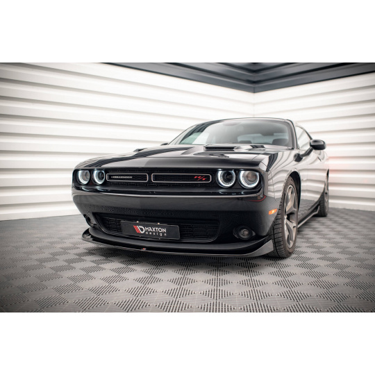 Maxton Design spoiler pod přední nárazník pro Dodge Challenger Mk3 RT Facelift, černý lesklý plast ABS