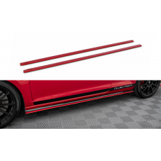 Maxton Design difuzory pod boční prahy pro Volkswagen Golf GTI Mk7, červený lesklý plast ABS