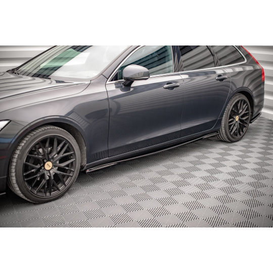 Maxton Design difuzory pod boční prahy pro Volvo V90 Mk2, černý lesklý plast ABS