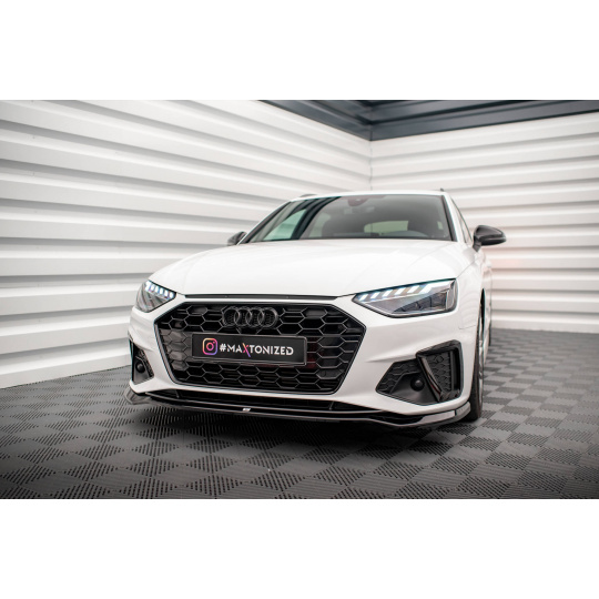 Maxton Design spoiler pod přední nárazník ver.2 pro Audi S4 B9 FL, černý lesklý plast ABS