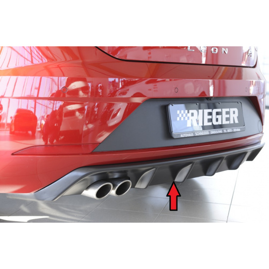 Rieger vložka zadního nárazníku pro Seat Leon FR 5F 3-dvéř. (sc), 5-dvéř. po faceliftu, plast ABS bez povrchové úpravy, pro dvojitou koncovku vlevo