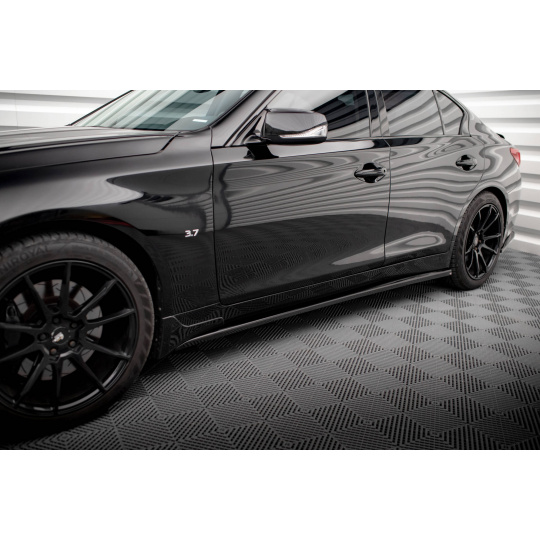 Maxton Design difuzory pod boční prahy pro Infiniti Q50 S Mk1, černý lesklý plast ABS
