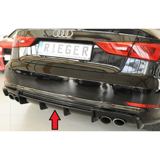 Rieger vložka zadního nárazníku (Typ: 88158) pro Audi A3 S3 8V 3-dvéř. (convertible 8V7), 5-dvéř. (sedan 8VS) před faceliftem, plast ABS lakovaný do černé lesklé barvy Rieger vložka zadního nárazníku (Typ: 88158) pro Audi A3 S3 8V 3-dvéř. (convertible 8V7), 5-dvéř. (sedan 8VS) před faceliftem, plast ABS lakovaný do černé lesklé barvy