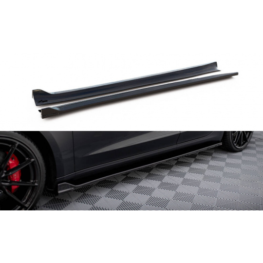 Maxton Design difuzory pod boční prahy ver.2 pro Tesla Model 3, černý lesklý plast ABS