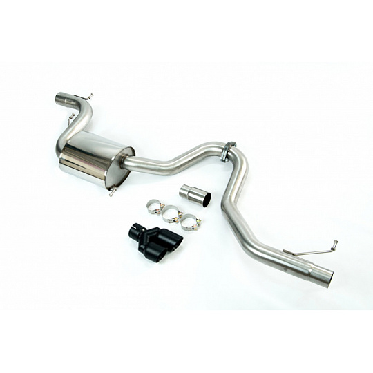 Milltek Sport výfukový systém cat-back pro Volkswagen Jetta Mk6 GLI 2.0 TSI 2011-2014, dvojité černé koncovky, pro montáž na OE Downpipe