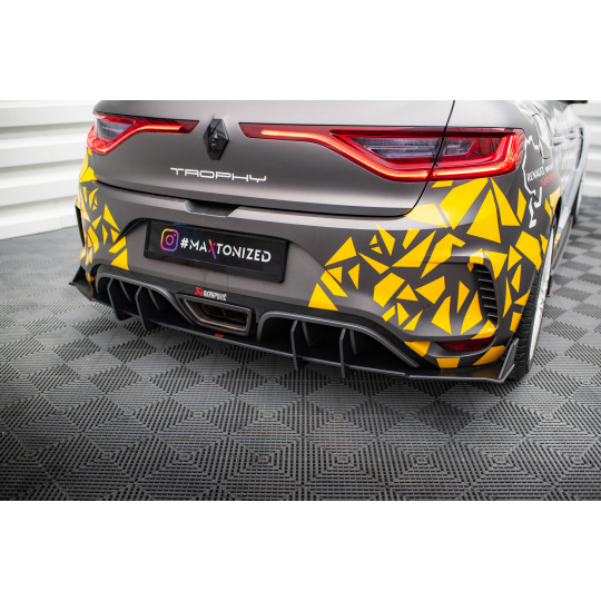 Maxton Design "Street Pro" difuzor zadního nárazníku pro Renault Megane RS Mk4, plast ABS bez povrchové úpravy