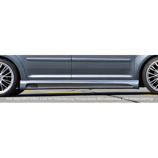 Rieger boční práh mont. strana levá pro Volkswagen Touran 1T van vč. faceliftu, r.v. 03/03-10/06, 11/06-, plast ABS bez povrchové úpravy, s prolisem a výřezem