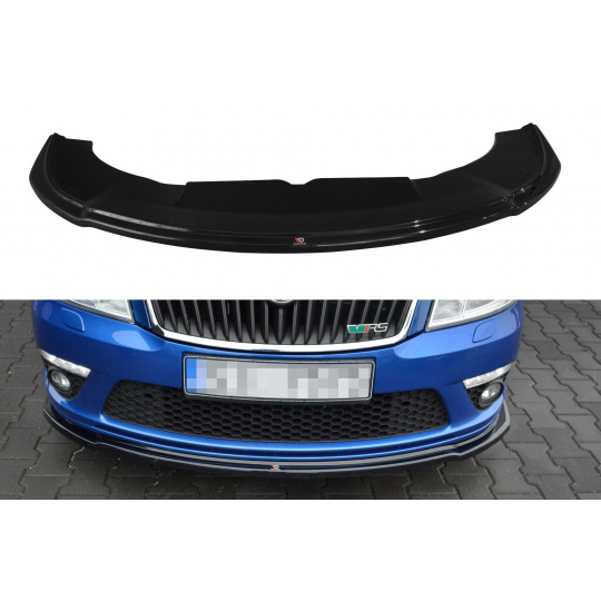 Maxton Design spoiler pod přední nárazník ver.2 pro Škoda Octavia RS Facelift Mk2 Facelift, černý lesklý plast ABS