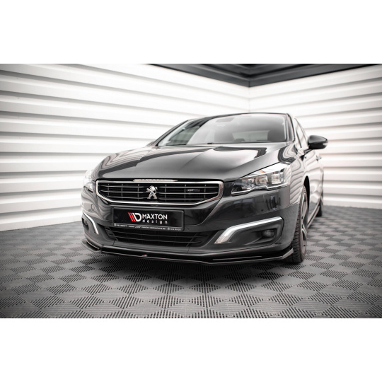 Maxton Design spoiler pod přední nárazník ver.2 pro Peugeot 508 Mk1 GT, černý lesklý plast ABS