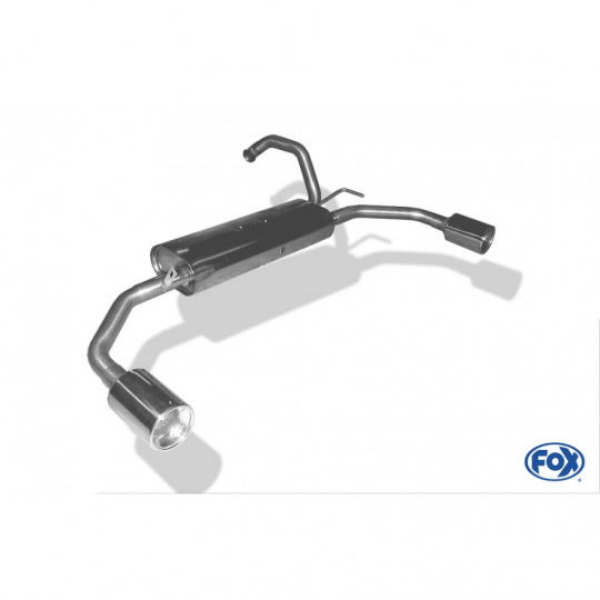 Fox Sportauspuff koncový tlumič výfuku s koncovkou 1x90 Typ 13 na obou stranách pro Toyota Aygo 2005-2014 s motorem 1.0, 1.4 D