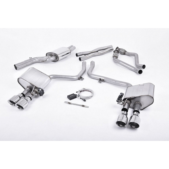 Milltek sport ValveSonic výfukový systém cat-back Electronic Valved System pro Audi S5 3.0 TFSI B8.5 Sportback 2012-2016, typ koncovek: GT-100 leštěné