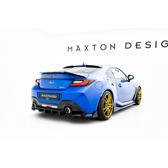 Maxton Design středový spoiler pod zadní nárazník s křidélky v.1 s žebrováním pro Toyota GR86 Mk1, černý lesklý plast ABS