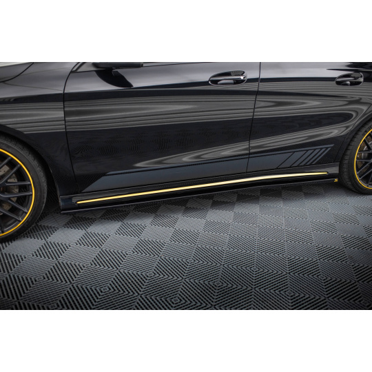 Maxton Design difuzory pod boční prahy pro Mercedes CLA C 117 Facelift 45 Aero, černý lesklý plast ABS