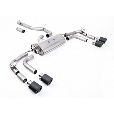 Milltek Sport výfukový systém GPF-Back bez rezonátoru (hlasitější) Re-uses Factory Valve Motors pro Volkswagen Tiguan R 320ps (s OPF/GPF) 2021-2024, typ koncovek: JET-100 karbonové