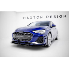 Maxton Design "Street Pro" spoiler pod přední nárazník s křidélky ver.1 pro Audi A3 8Y Facelift, plast ABS bez povrchové úpravy, S-Line / S-Line Sedan, s černou a červenou linkou