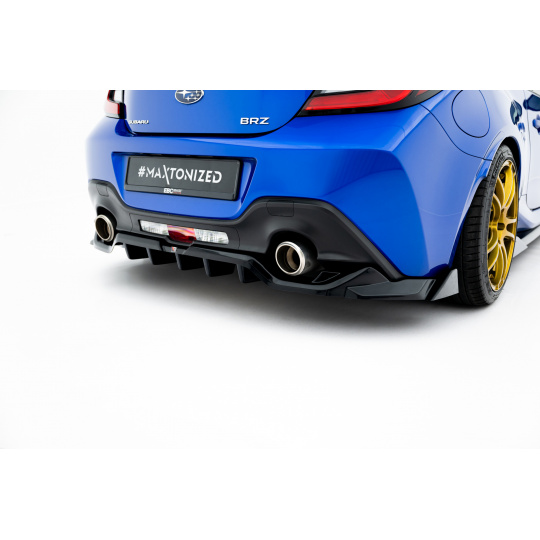 Maxton Design středový spoiler pod zadní nárazník s žebrováním v.3 pro Toyota GR86 Mk1, černý lesklý plast ABS
