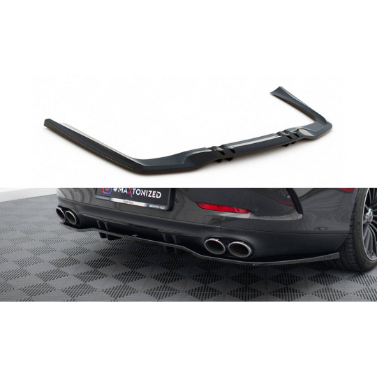 Maxton Design středový spoiler pod zadní nárazník s žebrováním pro Mercedes AMG GT 4 -Door Coupe GT 53, černý lesklý plast ABS
