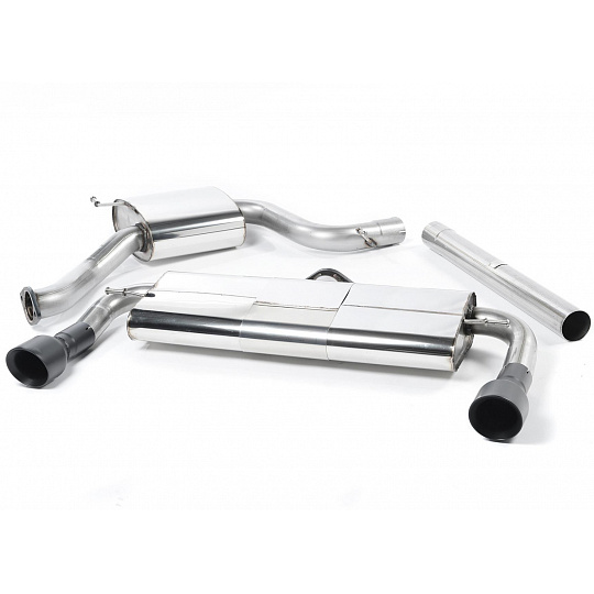 Milltek Sport homologovaný výfuk cat-back E-Mark System pro Volkswagen Golf MK7 GTi (vč. GTi Performance Pack, Clubsport/Clubsport S) 2013-2016, typ koncovek: GT-100 černé