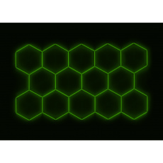 Kompletní LED hexagonové svítidlo zelené, rozměr: 14 elementů 420 x 238 cm Kompletní LED hexagonové svítidlo zelené, rozměr: 14 elementů 420 x 238 cm
