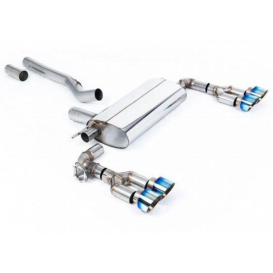 Milltek Sport výfukový systém OPF/GPF Back Maxton x Milltek pro BMW řada 1 M135i xDrive 5-dvéř. (F40 s OPF/GPF) 2019-2024, Quad GT-100 titanově modré koncovky