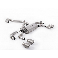 Milltek Sport výfukový systém cat-back 80mm / 3.15" Race s klapkami - bez rezonátoru (hlasitější) pro Volkswagen Golf Mk7.5 R 2.0 TSI 300PS (s GPF) - 80mm Race Systems 2019-2022, typ koncovek: GT-100 titanové