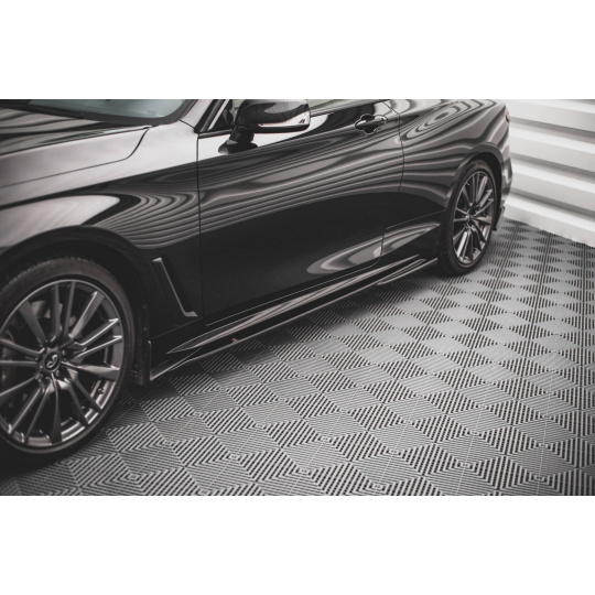 Maxton Design difuzory pod boční prahy pro Infiniti Q60 Mk2, černý lesklý plast ABS